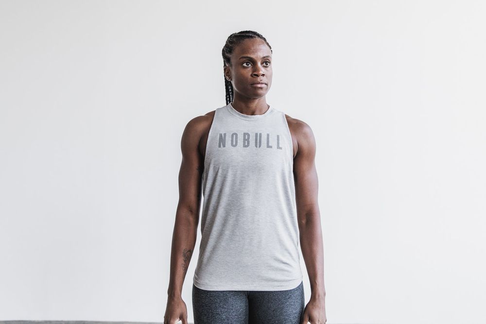 NOBULL Women's High-Neck Tank Tops - Light Heather Grey - Ireland (1075GJMZP)